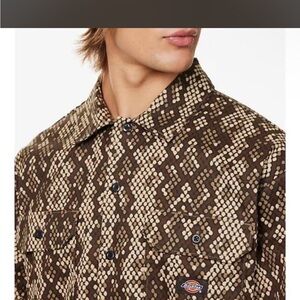 Dickies Men's Geometric Brown Shirt Jacket Xs NWT